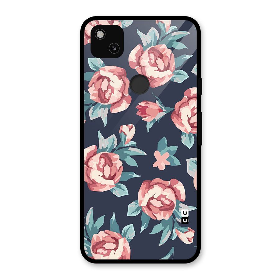 Flowers Painting Glass Back Case for Google Pixel 4a