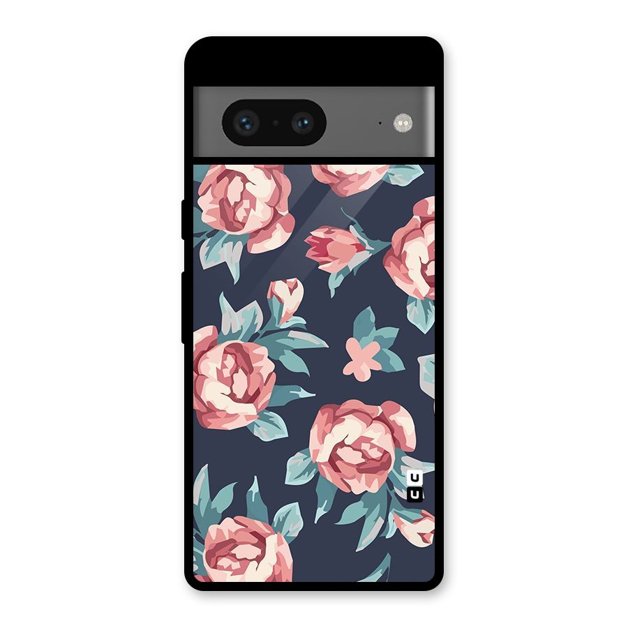 Flowers Painting Glass Back Case for Google Pixel 7