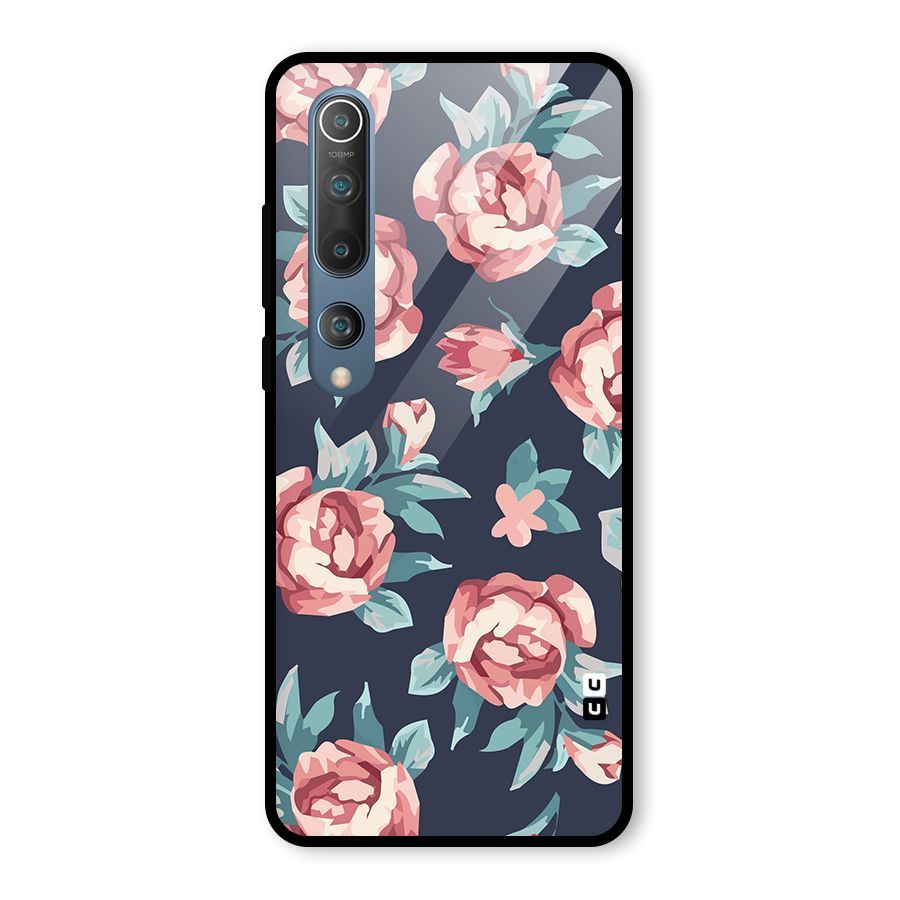 Flowers Painting Glass Back Case for Mi 10