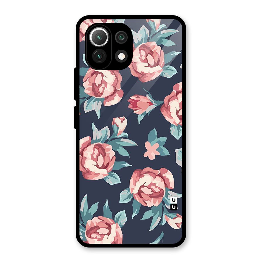 Flowers Painting Glass Back Case for Mi 11 Lite NE 5G