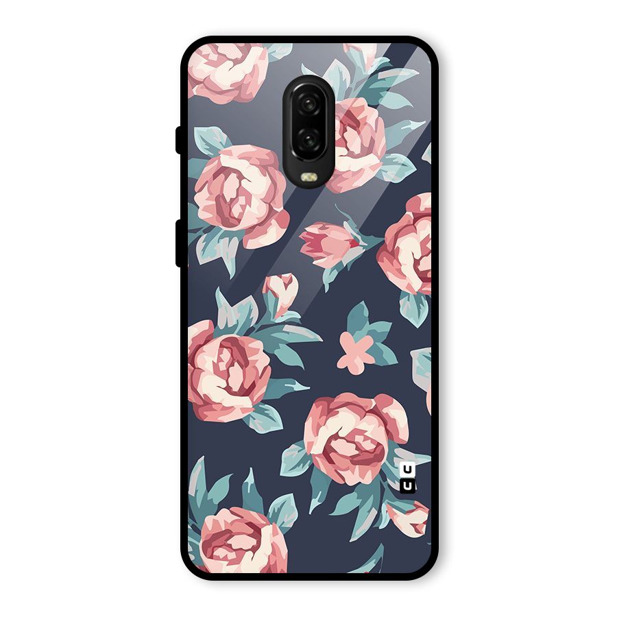Flowers Painting Glass Back Case for OnePlus 6T