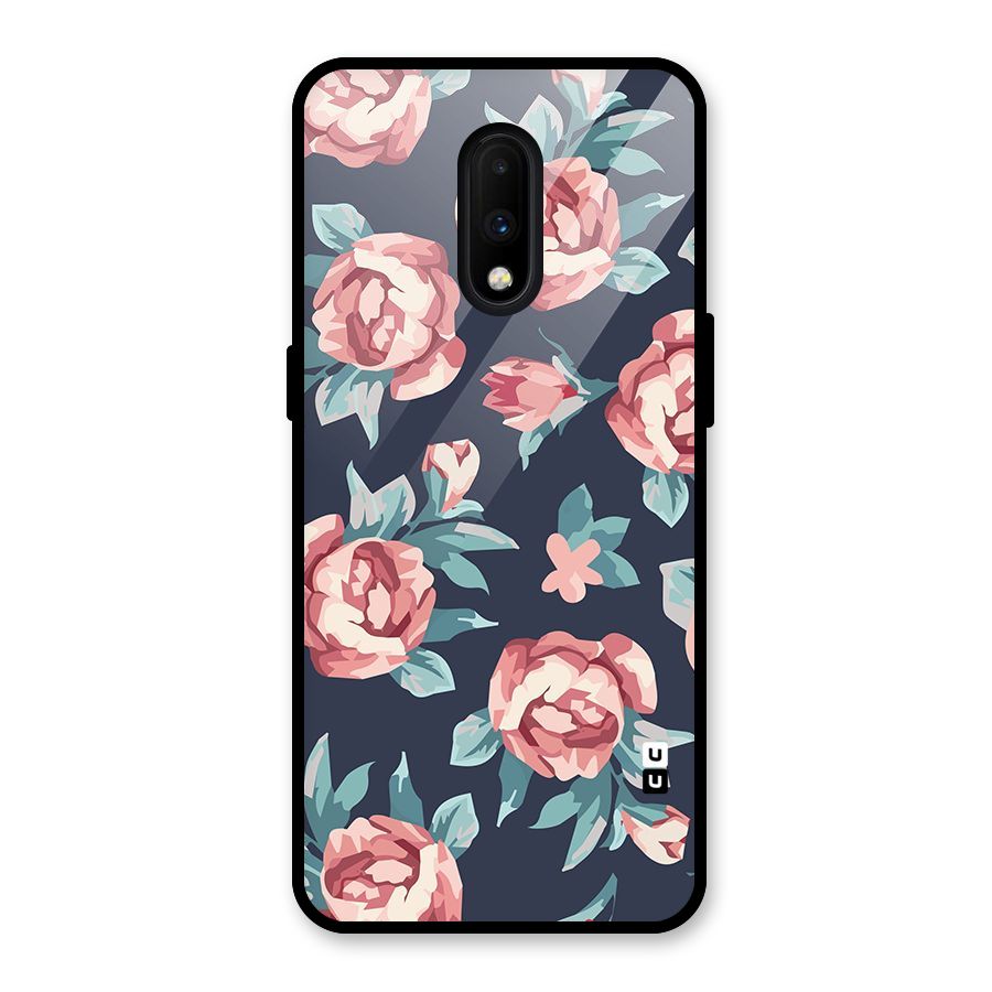 Flowers Painting Glass Back Case for OnePlus 7