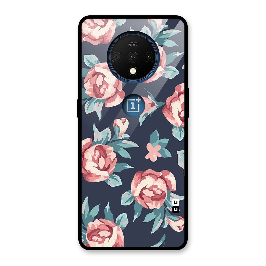 Flowers Painting Glass Back Case for OnePlus 7T