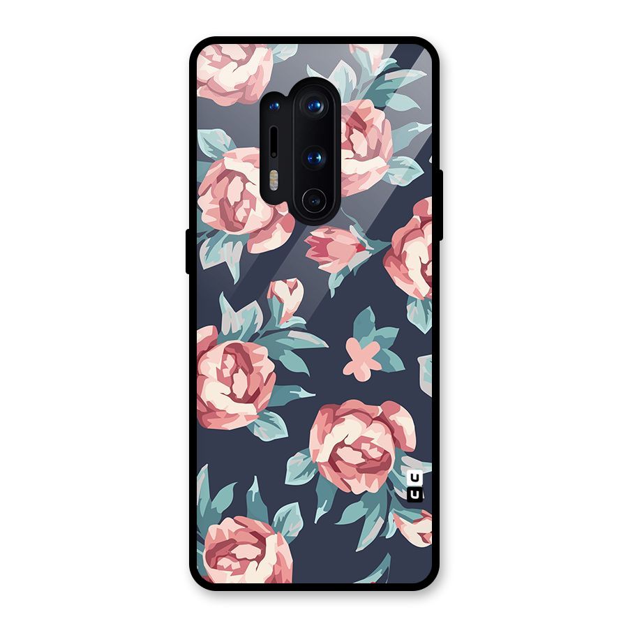 Flowers Painting Glass Back Case for OnePlus 8 Pro