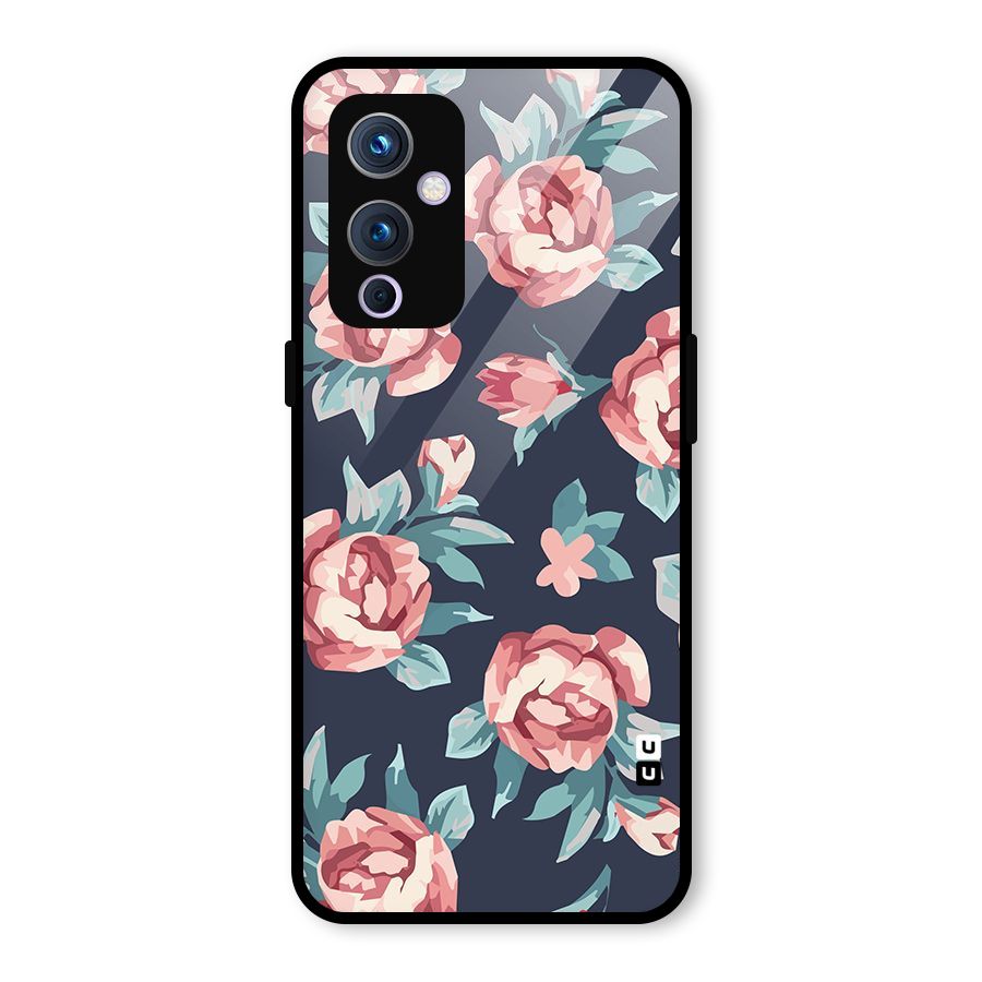 Flowers Painting Glass Back Case for OnePlus 9