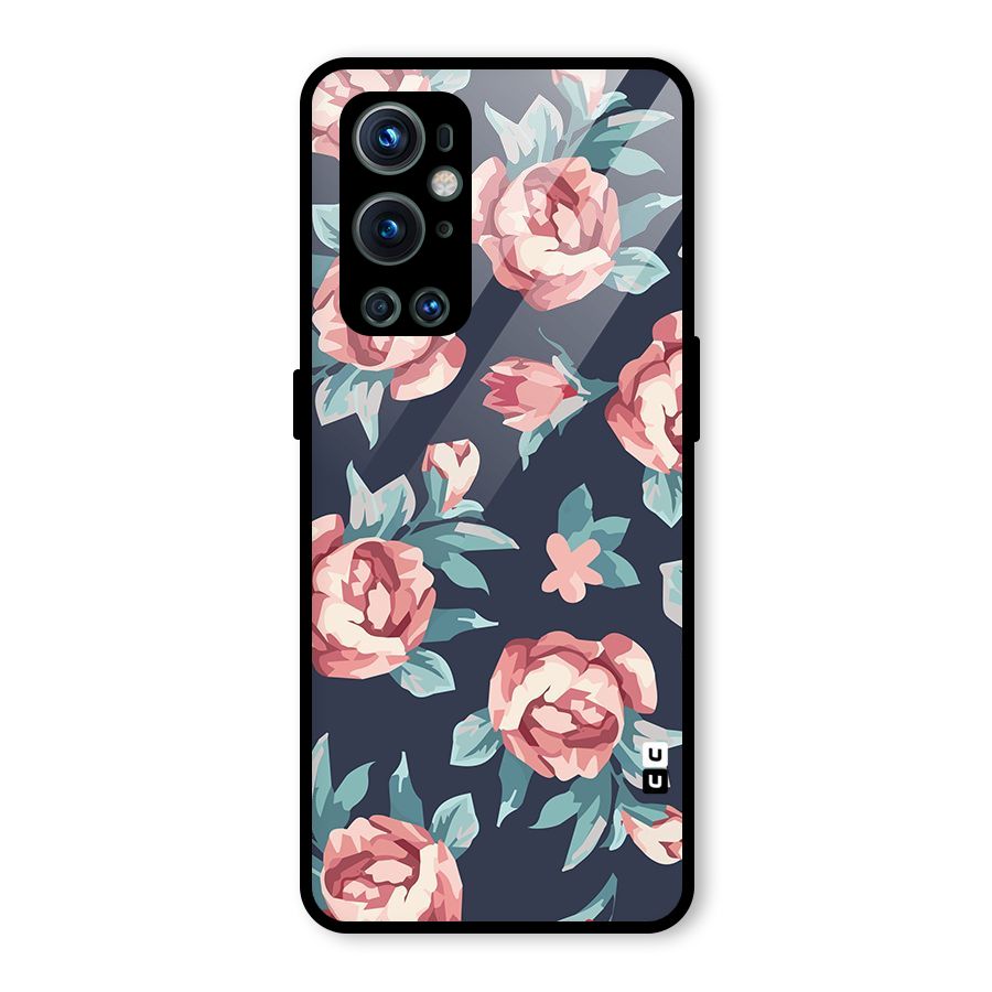 Flowers Painting Glass Back Case for OnePlus 9 Pro