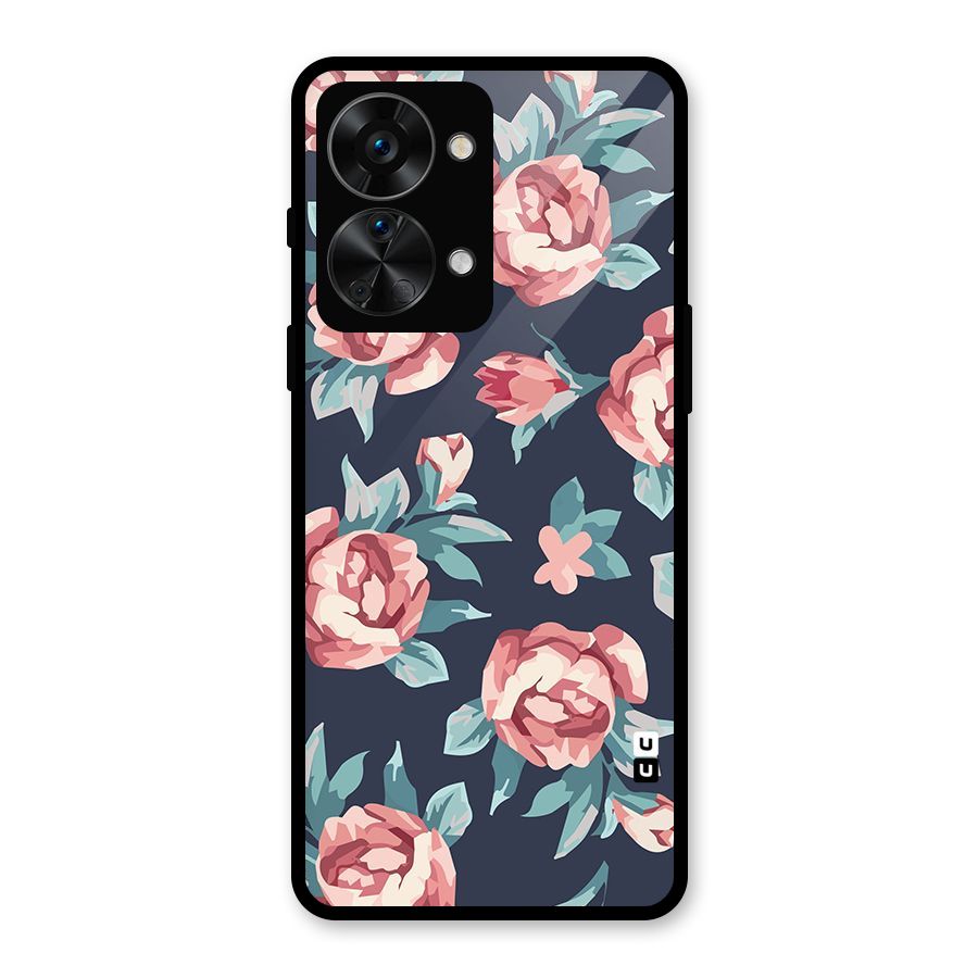 Flowers Painting Glass Back Case for OnePlus Nord 2T