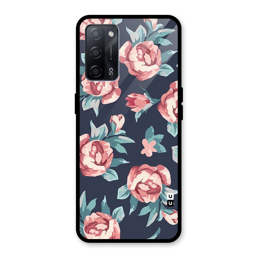 Flowers Painting Glass Back Case for Oppo A53s 5G
