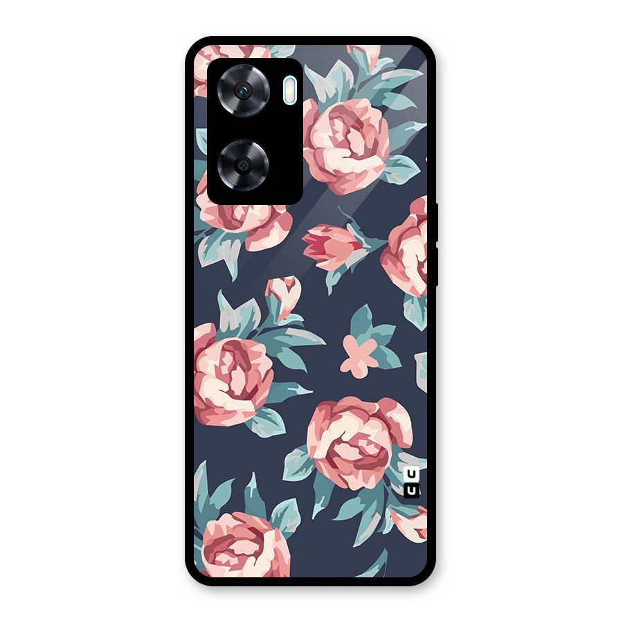 Flowers Painting Glass Back Case for Oppo A77