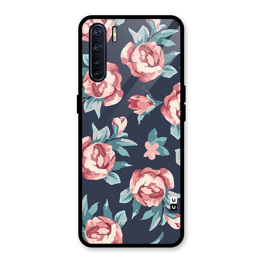 Flowers Painting Glass Back Case for Oppo F15