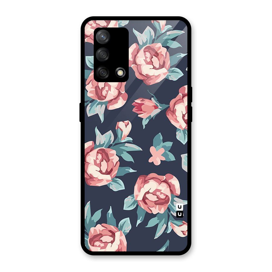 Flowers Painting Glass Back Case for Oppo F19