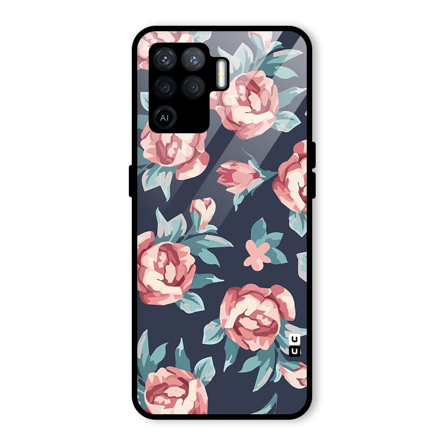 Flowers Painting Glass Back Case for Oppo F19 Pro