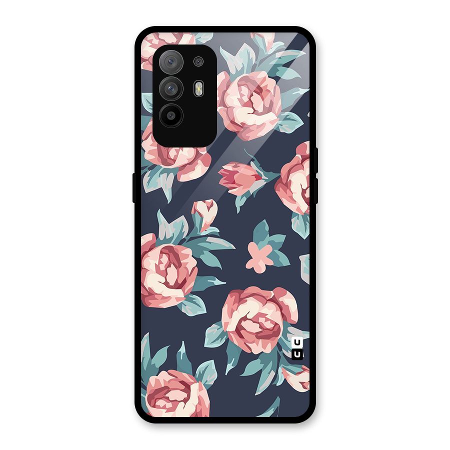 Flowers Painting Glass Back Case for Oppo F19 Pro Plus 5G