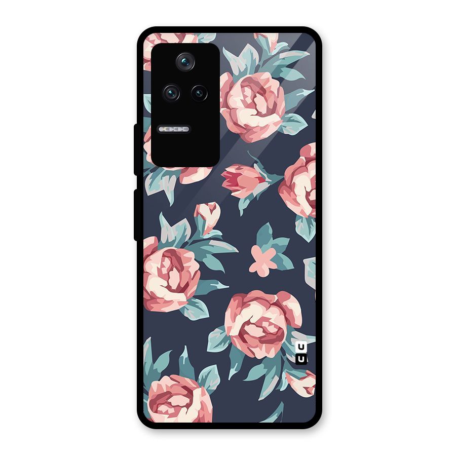 Flowers Painting Glass Back Case for Poco F4 5G