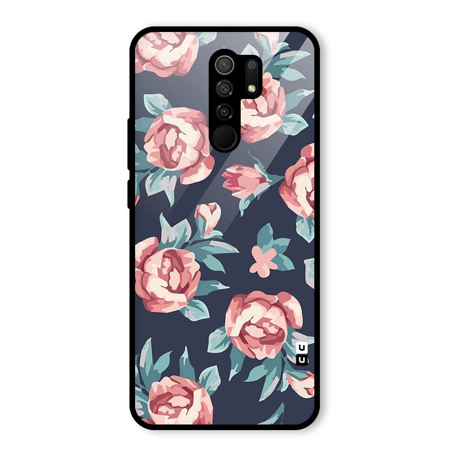 Flowers Painting Glass Back Case for Poco M2