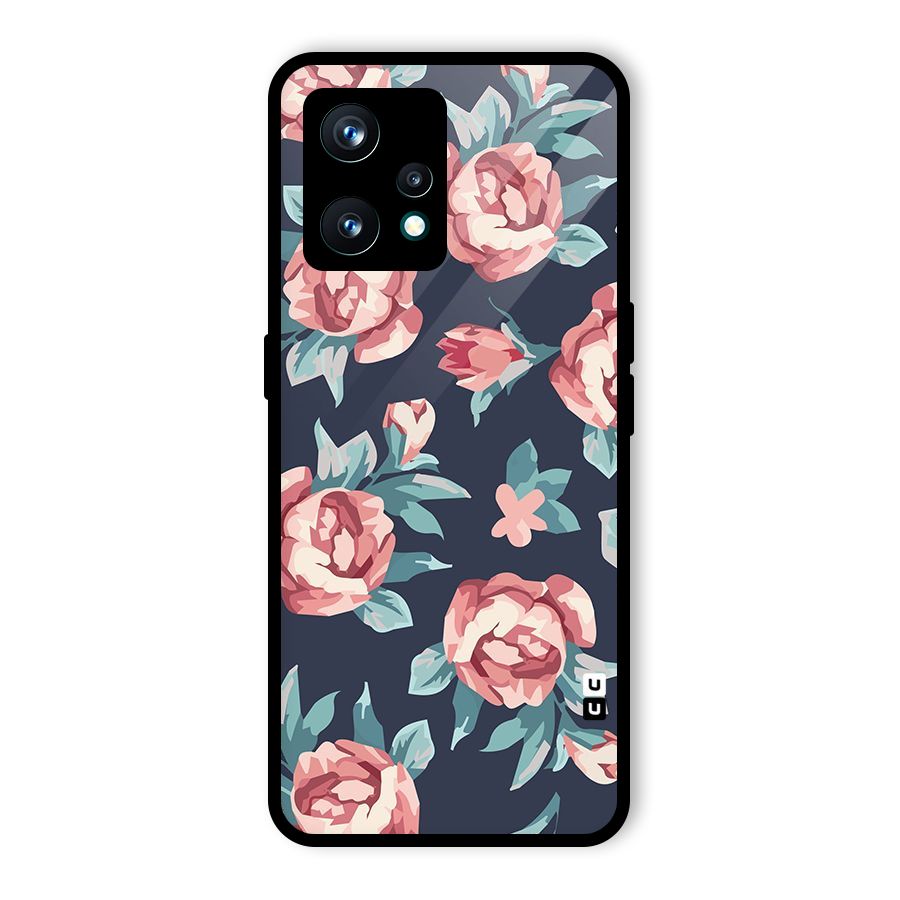 Flowers Painting Glass Back Case for Realme 9 Pro Plus 5G