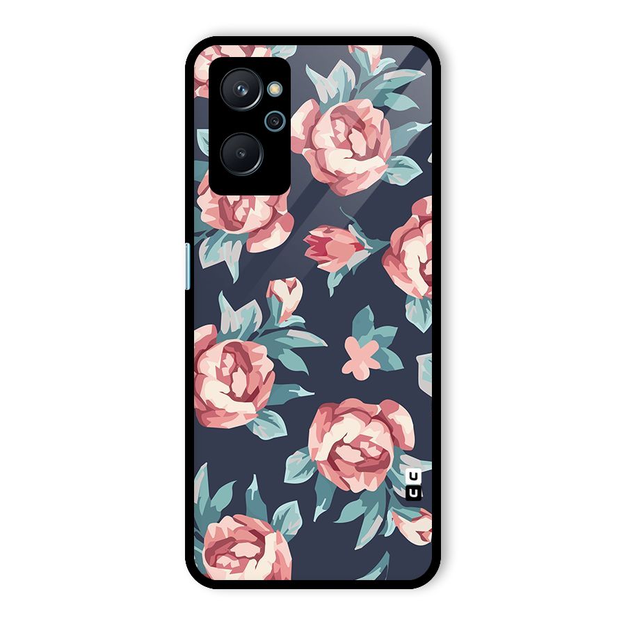 Flowers Painting Glass Back Case for Realme 9i