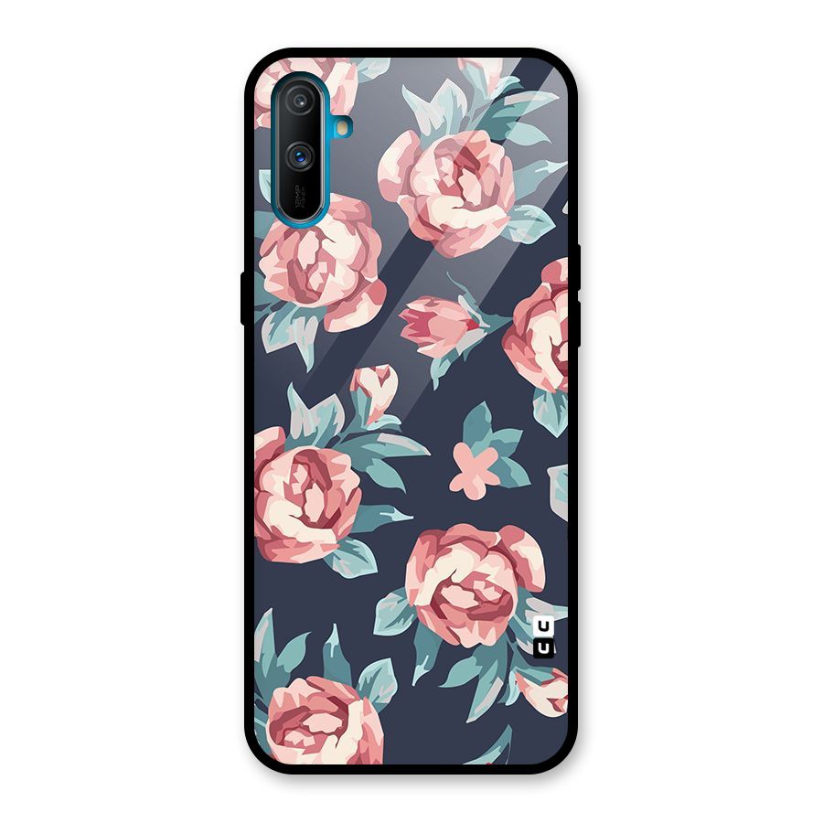 Flowers Painting Glass Back Case for Realme C3