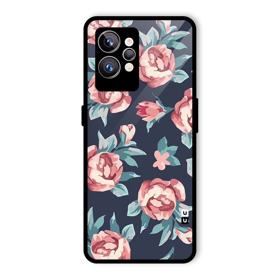 Flowers Painting Glass Back Case for Realme GT2 Pro