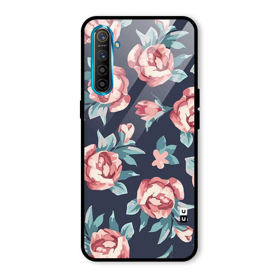 Flowers Painting Glass Back Case for Realme X2