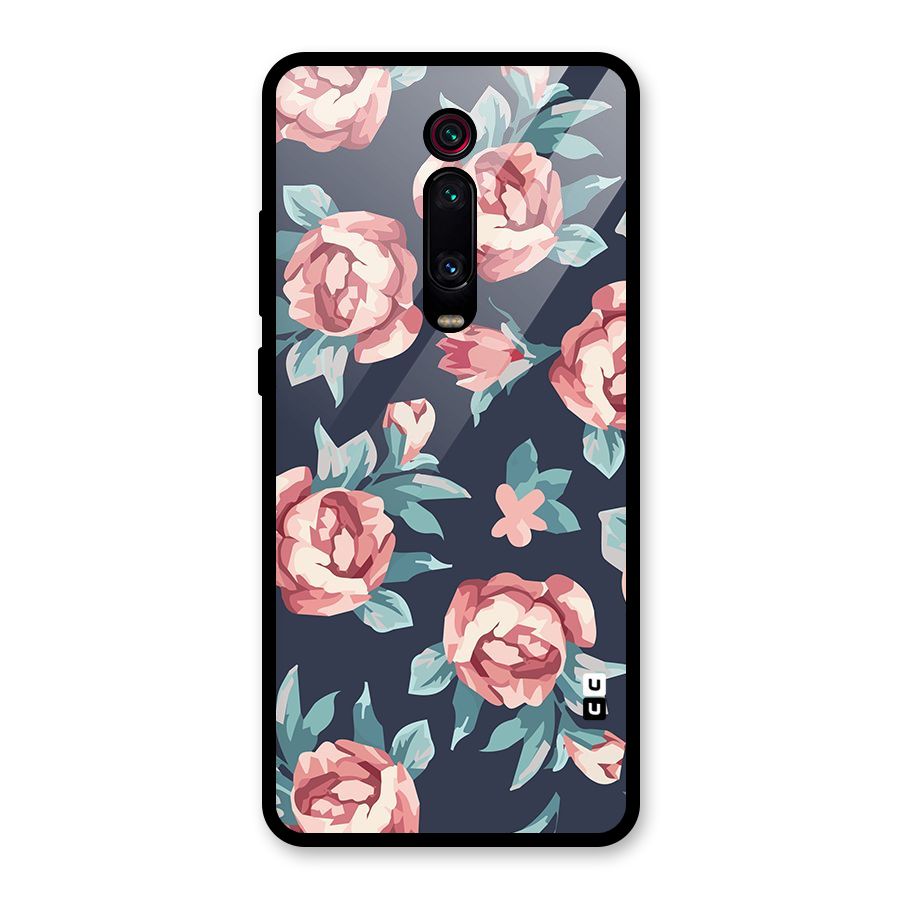 Flowers Painting Glass Back Case for Redmi K20