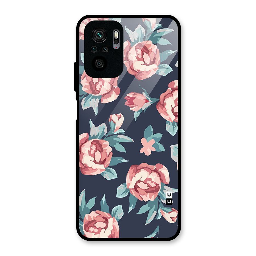 Flowers Painting Glass Back Case for Redmi Note 10S