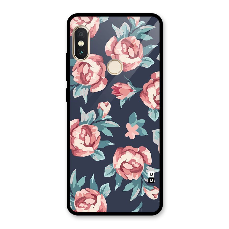 Flowers Painting Glass Back Case for Redmi Note 5 Pro