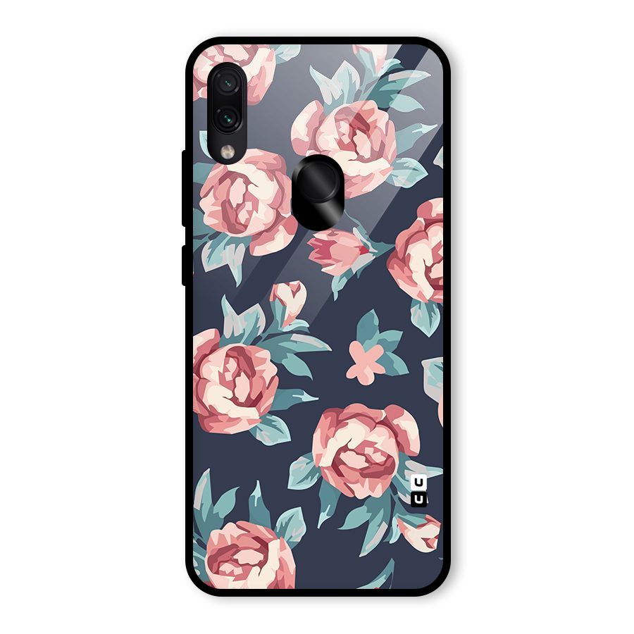 Flowers Painting Glass Back Case for Redmi Note 7 Pro