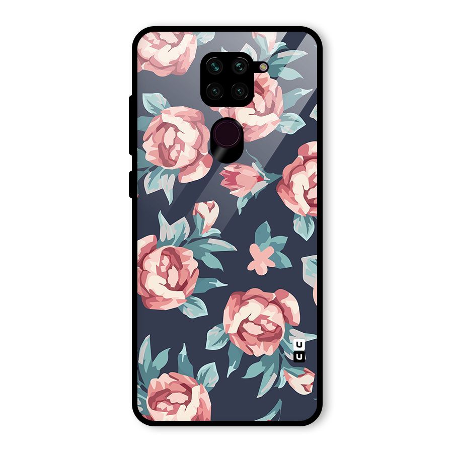 Flowers Painting Glass Back Case for Redmi Note 9