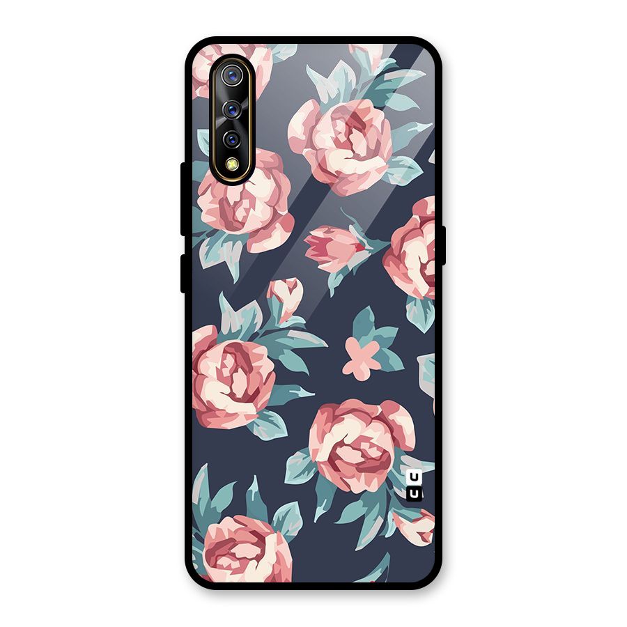 Flowers Painting Glass Back Case for Vivo S1