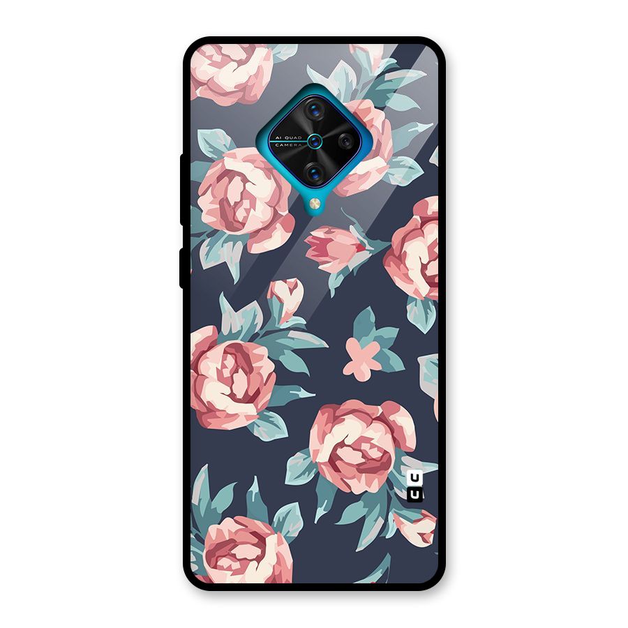 Flowers Painting Glass Back Case for Vivo S1 Pro