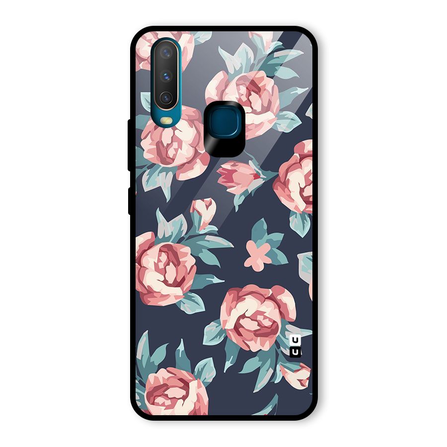 Flowers Painting Glass Back Case for Vivo U10
