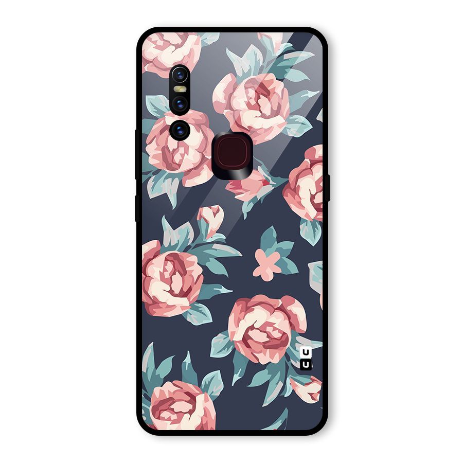 Flowers Painting Glass Back Case for Vivo V15