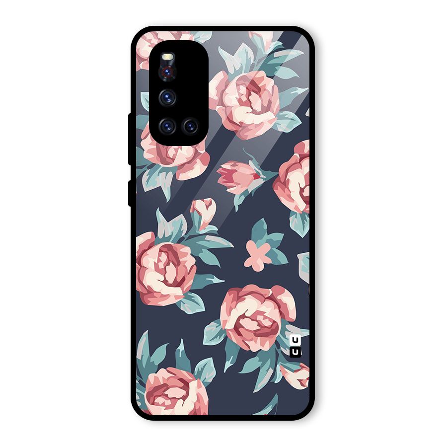 Flowers Painting Glass Back Case for Vivo V19