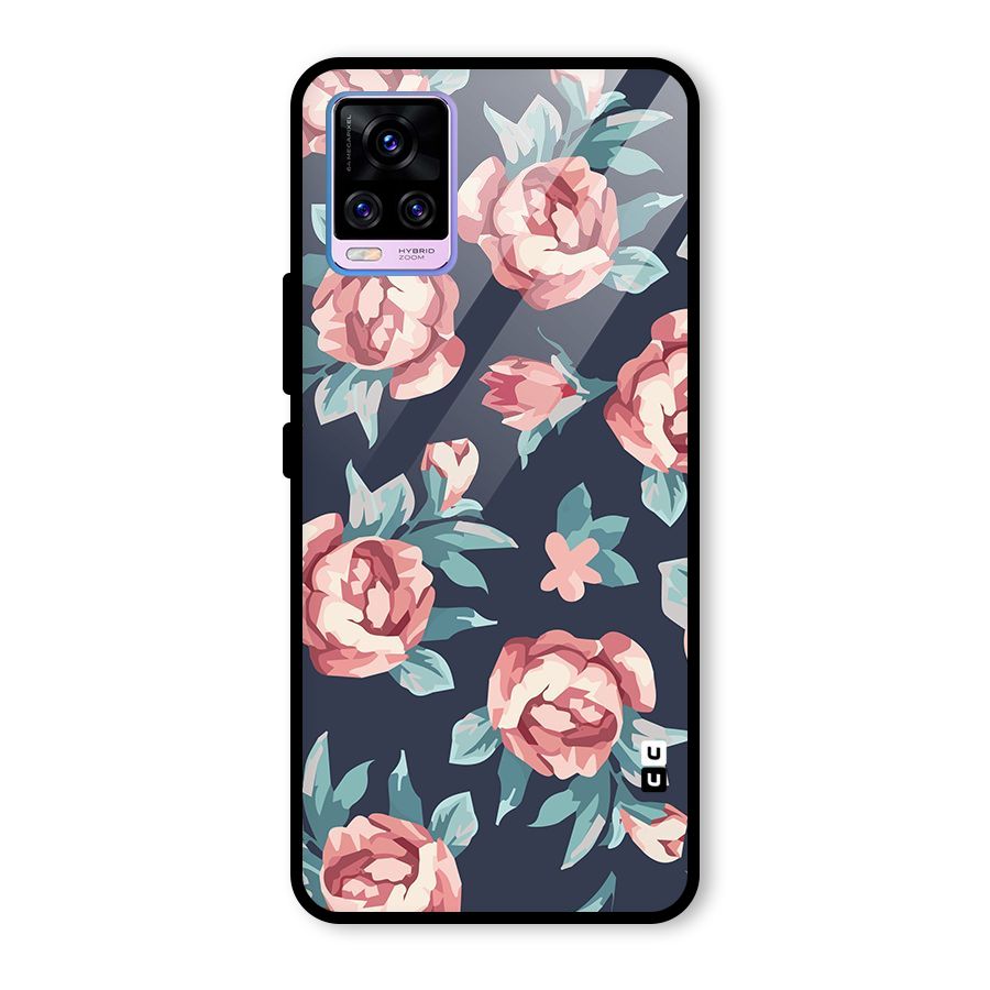 Flowers Painting Glass Back Case for Vivo V20 Pro