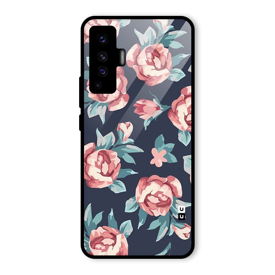 Flowers Painting Glass Back Case for Vivo X50