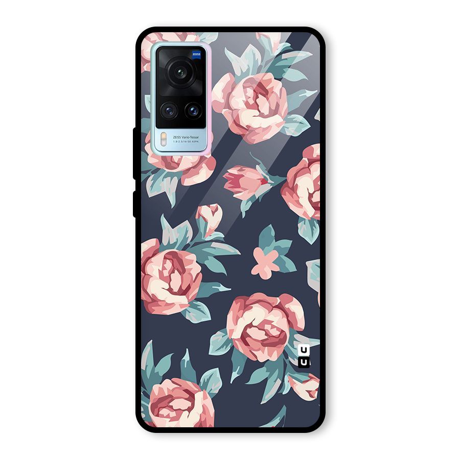 Flowers Painting Glass Back Case for Vivo X60