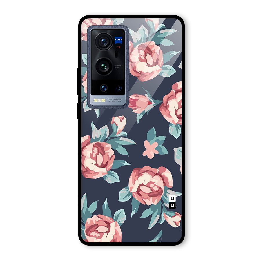 Flowers Painting Glass Back Case for Vivo X60 Pro Plus