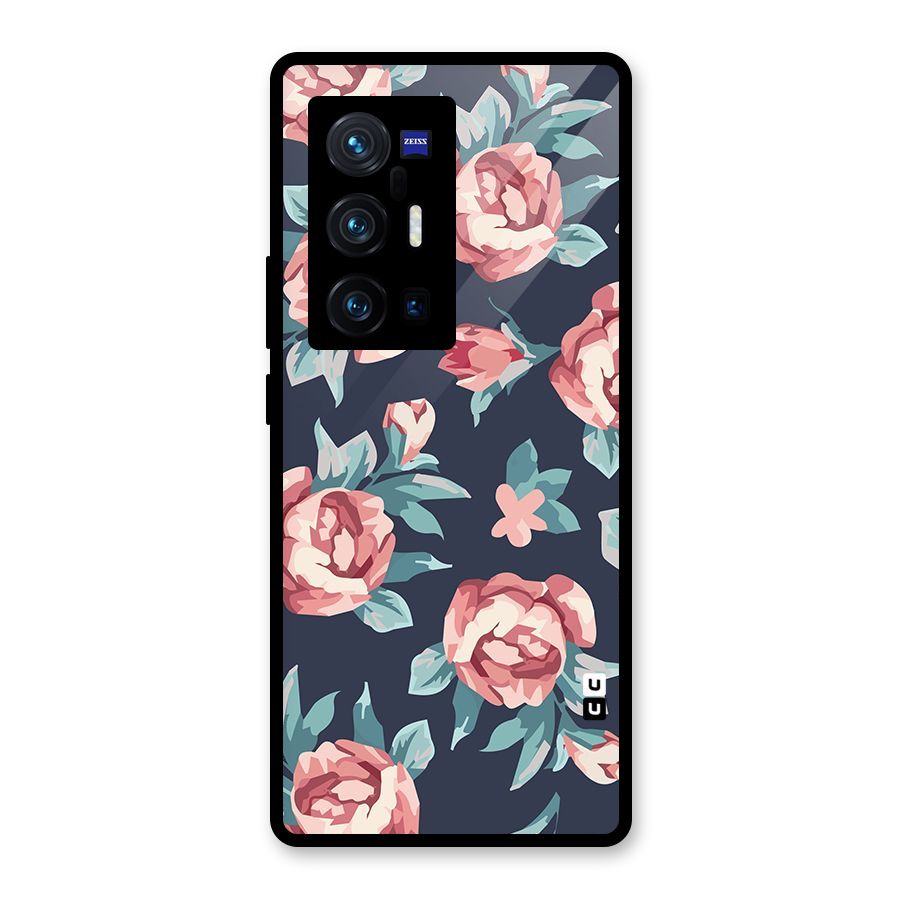 Flowers Painting Glass Back Case for Vivo X70 Pro Plus