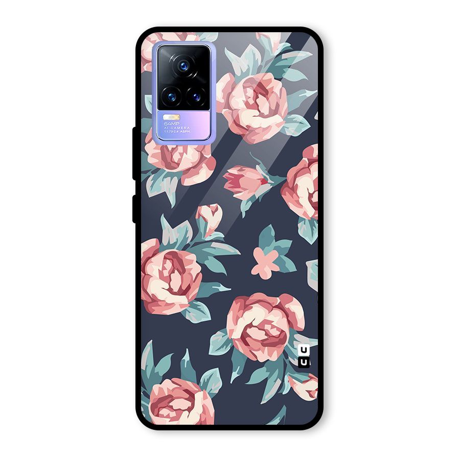 Flowers Painting Glass Back Case for Vivo Y73