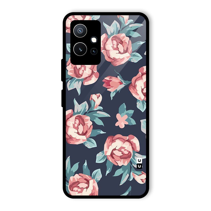 Flowers Painting Glass Back Case for Vivo Y75 5G