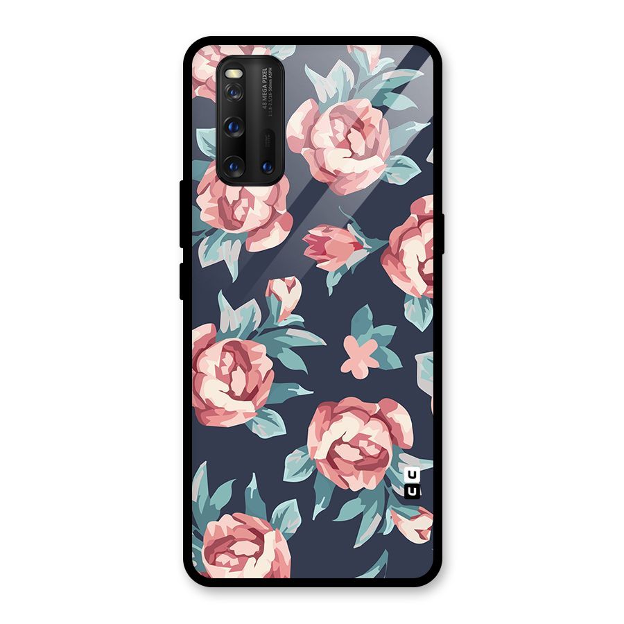 Flowers Painting Glass Back Case for Vivo iQOO 3