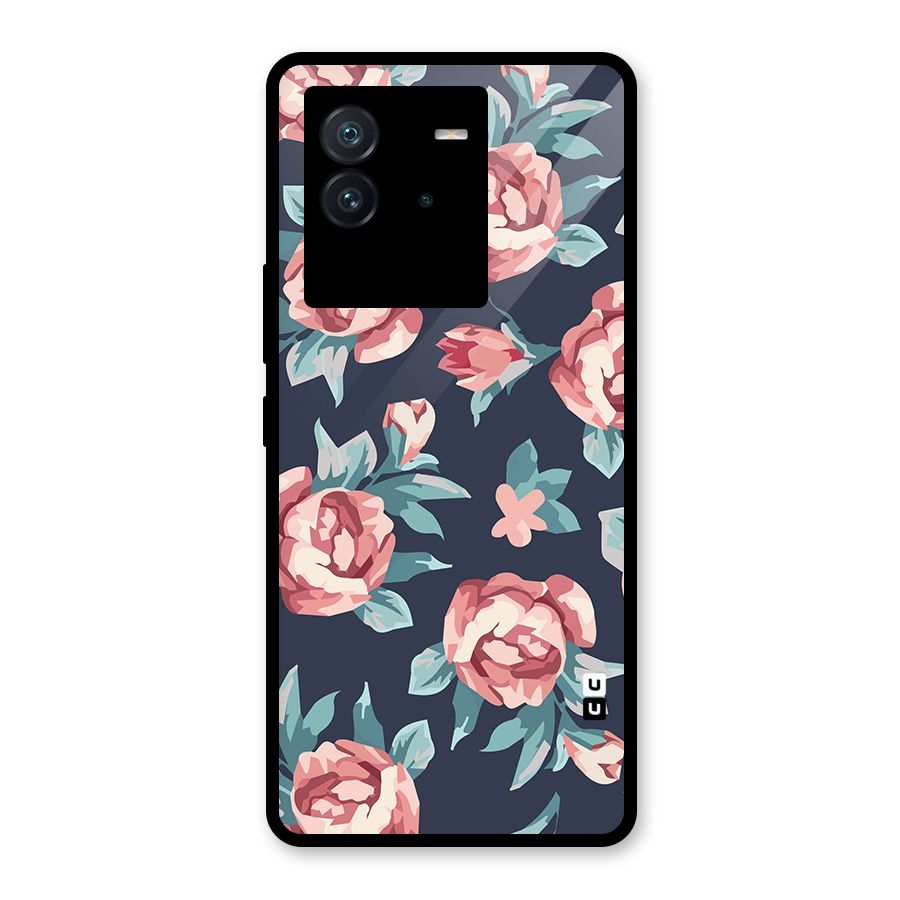 Flowers Painting Glass Back Case for Vivo iQOO Neo 6 5G