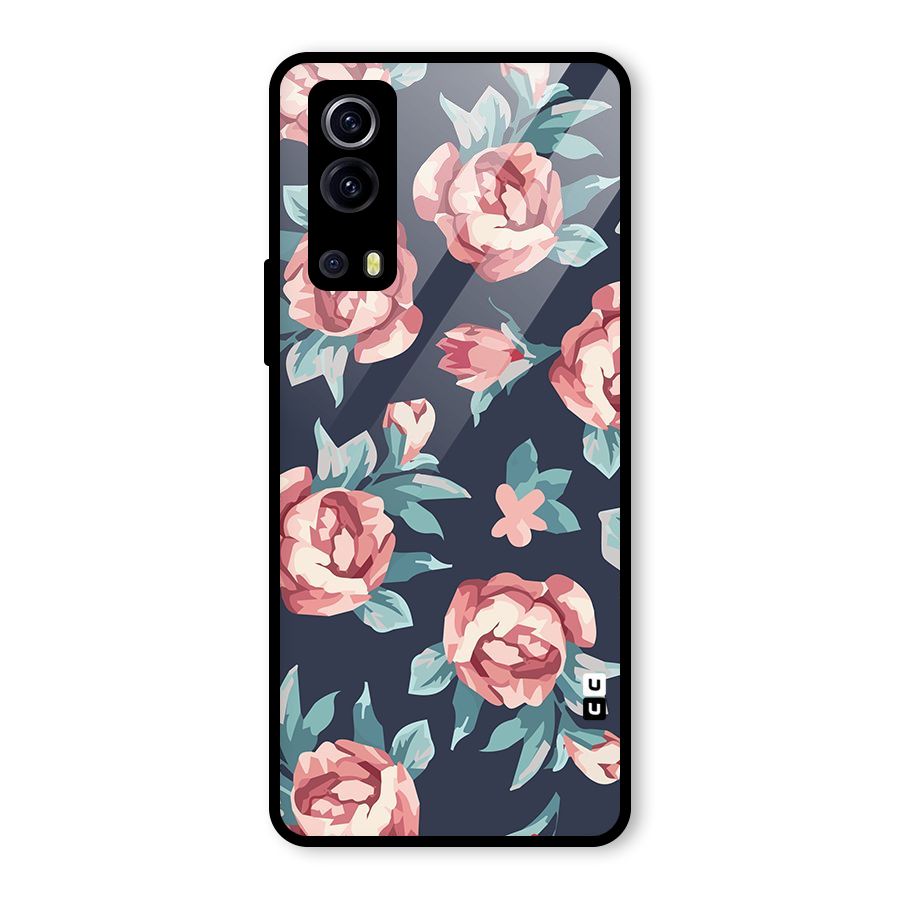 Flowers Painting Glass Back Case for Vivo iQOO Z3