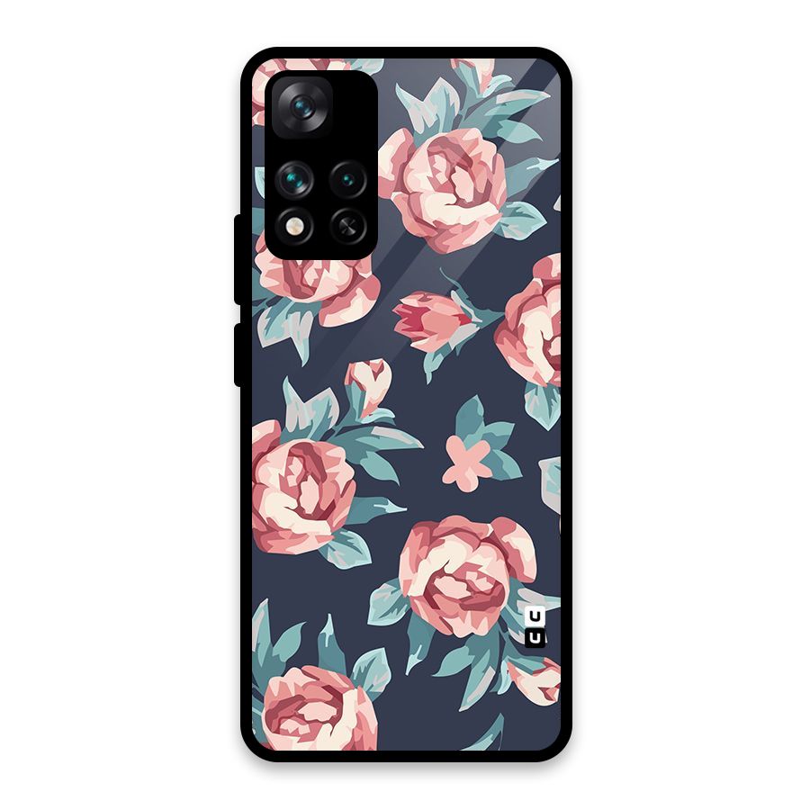 Flowers Painting Glass Back Case for Xiaomi 11i HyperCharge 5G