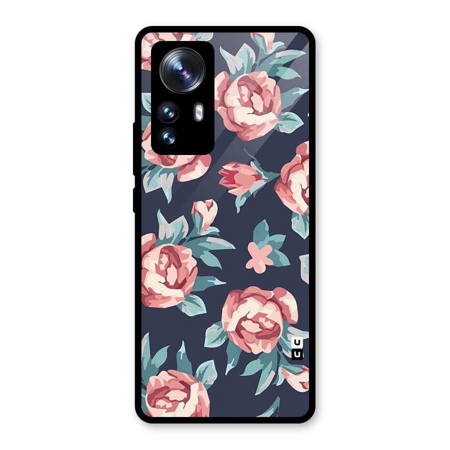 Flowers Painting Glass Back Case for Xiaomi 12 Pro
