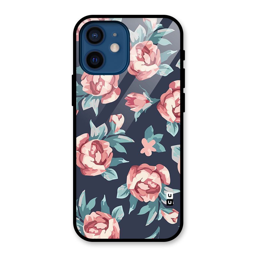 Flowers Painting Glass Back Case for iPhone 12 Mini