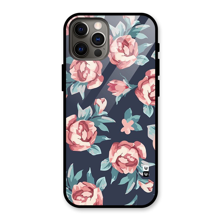 Flowers Painting Glass Back Case for iPhone 12 Pro
