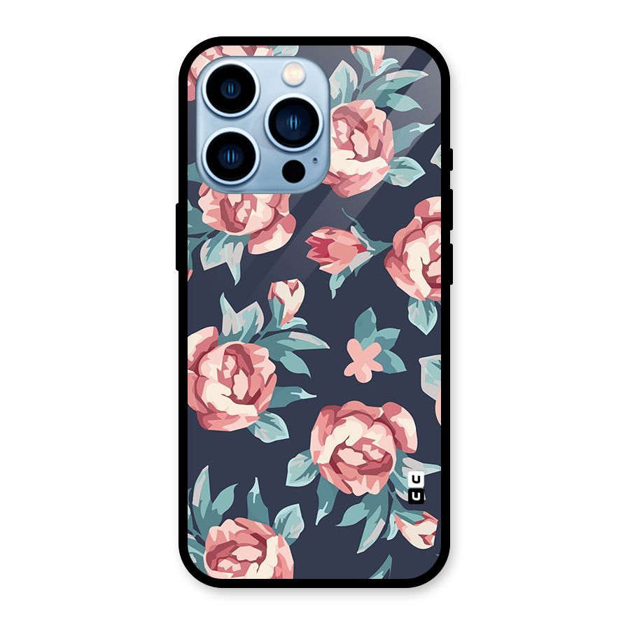 Flowers Painting Glass Back Case for iPhone 13 Pro