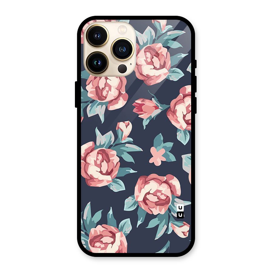 Flowers Painting Glass Back Case for iPhone 13 Pro Max